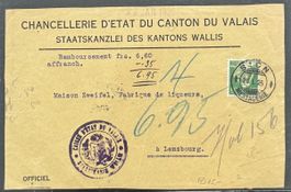 1925 Staatskanzlei Wallis - Sion - Behördenbrief nach Lenzbu
