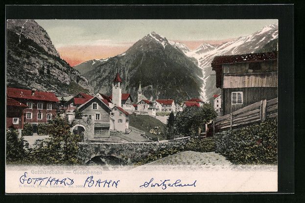 Cartoline postali: Goeschenen /Gotthardbahn, Ortspartie mit – Usato da Berlin venduto da bartko-reher