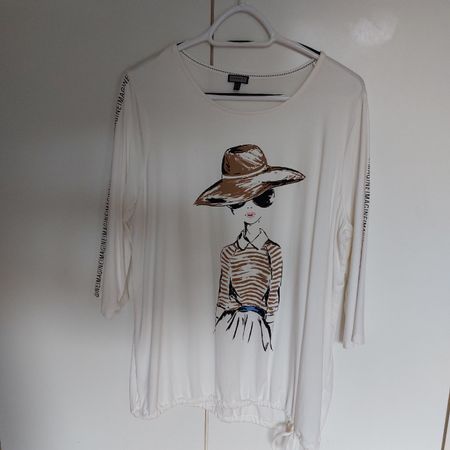 Shirt / Tunika, Cremeweiss mit speziellem Druck, Gr. XL