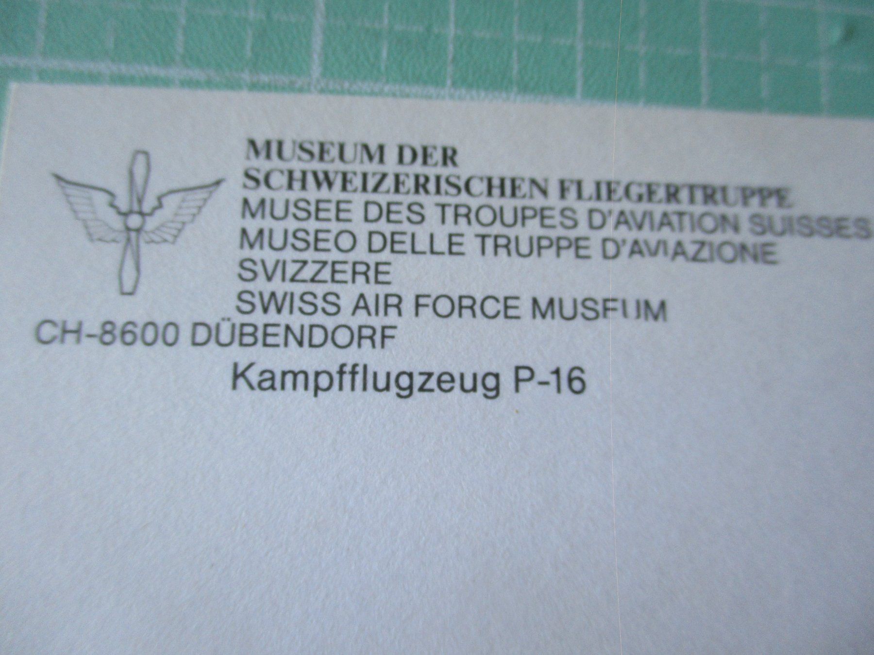 Cartoline postali: Postkarte Kampfflugzeug Schweizer Luftwaffe  P 16 – Usato da Ottikon Gossau ZH venduto da hokuspokus 5