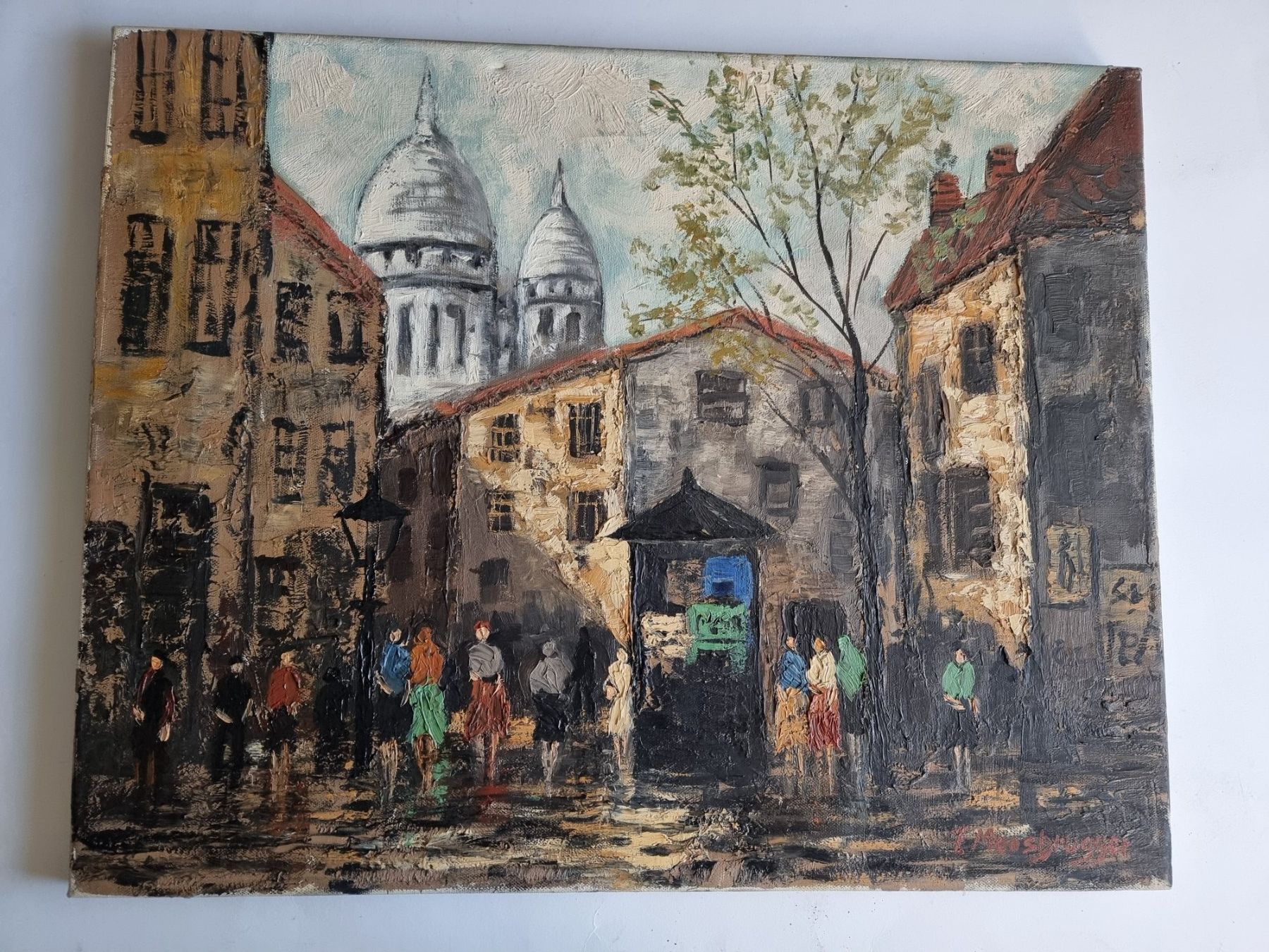 Dipinti: F.MOOSBRUGGER Pariser Strassenszene Gemälde  Signiert – Usato da Gersau venduto da grafik-kunst 1