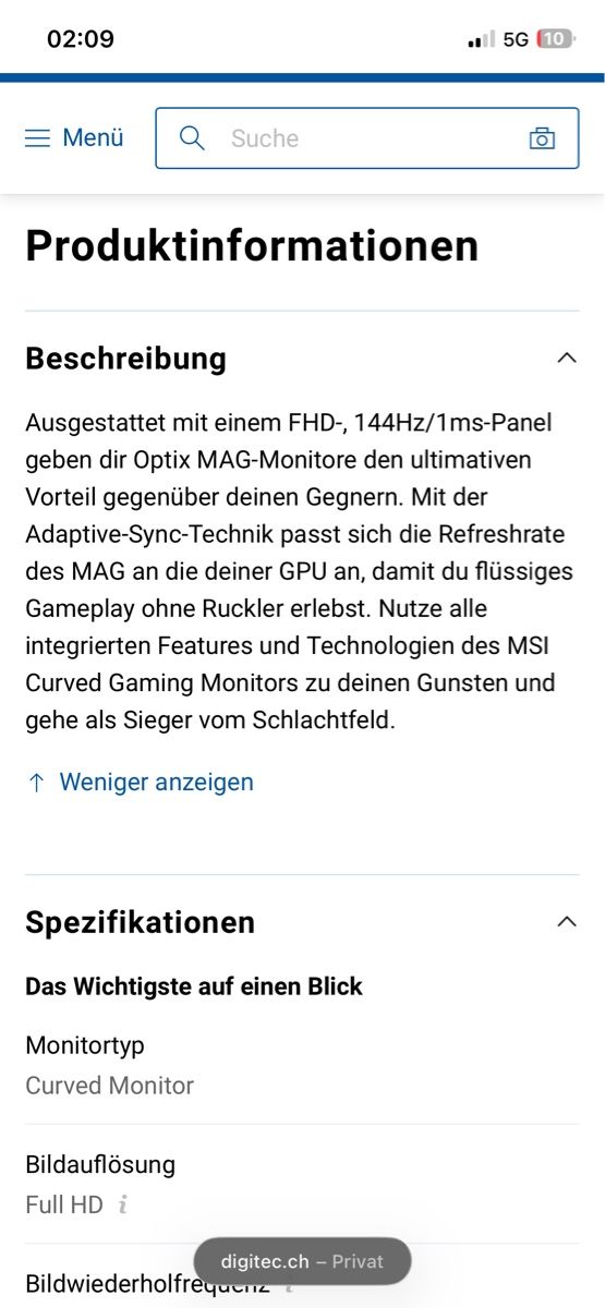 Ecrans: Gaming Monitor Curved – Neuf (Voir description) à Kiesen par JulianK1999 1