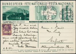 1933 - Pro Patria - Bundesfeierkarte - Spiez BE - Davos > D
