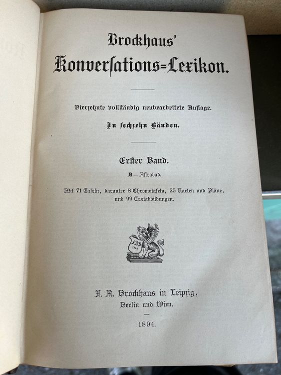 Livres: brockhaus konversations lexikon, 1894, 16 bände+1, lithos – D'occasion à Emmenmatt par flyrecords