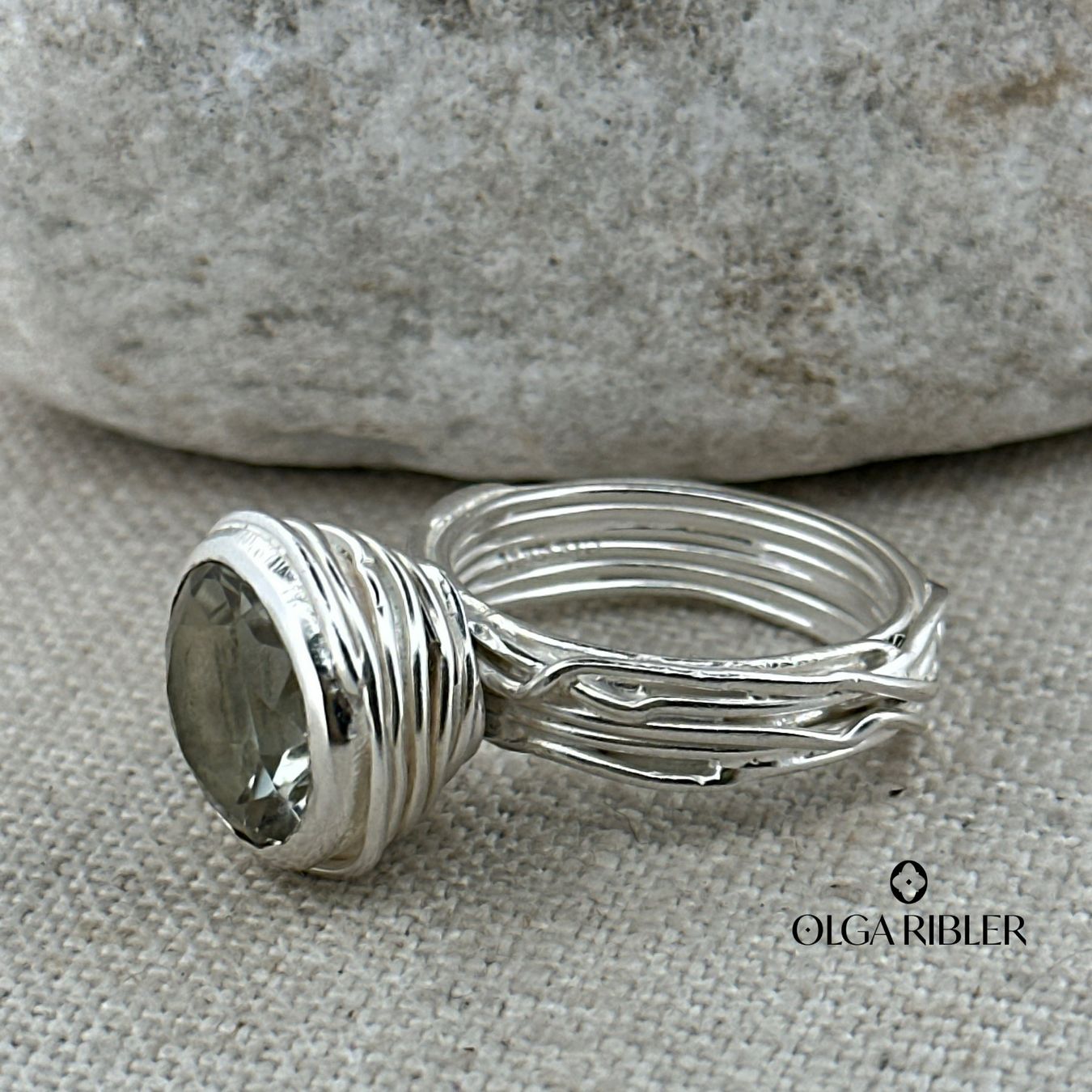 Olga Ribler Ringe: Spaghetti grüner Amethyste Ring Silber Grösse 55 – Neu (gemäss Beschreibung) aus Luzern von Schmuckoutlet 2