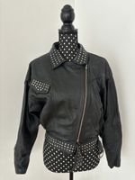 Schwarze Lederjacke Nieten Gr. M 38/40 Vintage 80er 90er