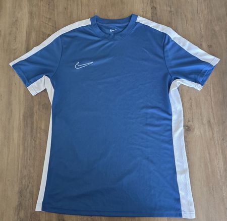 T-shirt Nike Dri-Fit bleu blanc coupe slim taille L