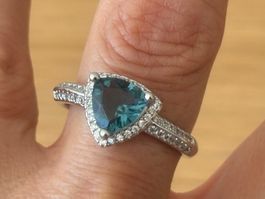 Luxus Elegante Gr.19/9 Ring Farbe: Silber /Blau