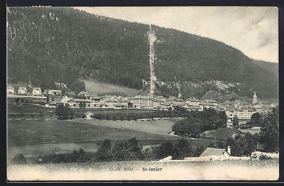Cartoline postali: AK St-Imier, Panorama mit Bäumen, 1909 – Usato da Berlin venduto da bartko-reher