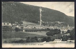 AK St-Imier, Panorama mit Bäumen, 1909