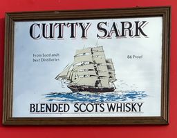 Werbespiegel Cutty Sark Whisky mit Holzrahmen gebraucht