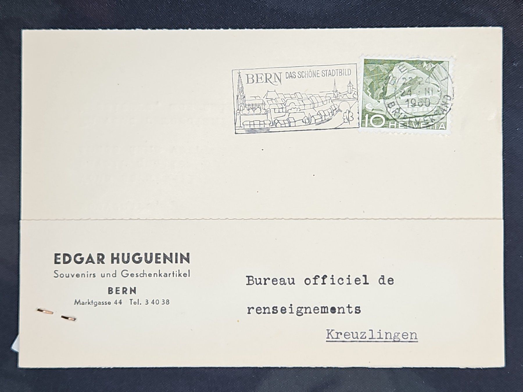 Tutti i francobolli: CL23 Carte Postale + Timbre Suisse 1960 – Usato da Cousset venduto da Patrick_Collections