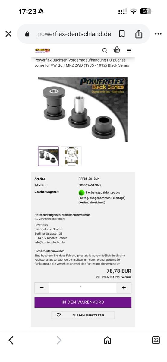 VW Tutti pezzi di ricambio auto: Vw Golf G60 GTi verstärkte Querlenker – Nuovo (secondo la descrizione) da Sargans venduto da tdipower95 5