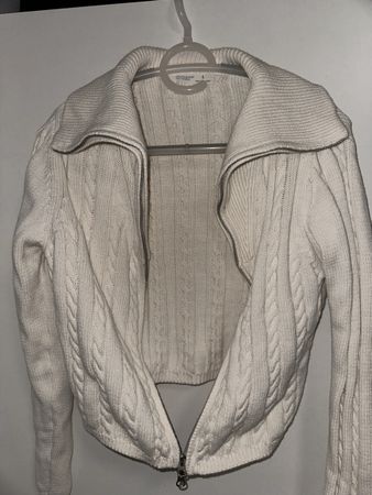 Winter Strickjacke / Strick Jacke, Creme, Grösse L