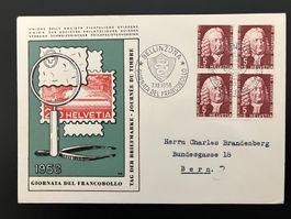 Couvert Tag der Briefmarke 1958 Bellinzona (4er-Block J173)