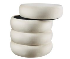 Sitzhocker mit Stauraum Altu Samtoptik creme-weiß