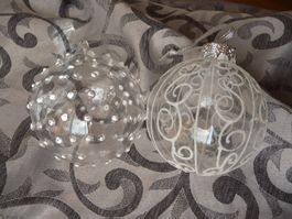 2 transparente Glaskugeln Christbaumschmuck