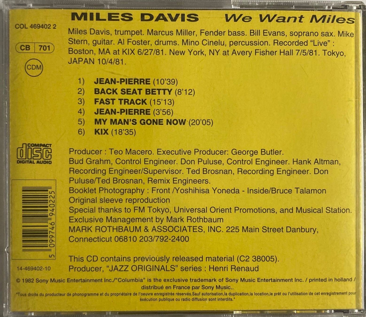 CD: MILES DAVIS - WE WANT MILES – Usato da Poliez-Pittet venduto da Newtown-Records 1