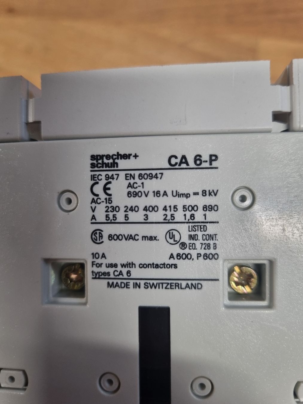Componenti elettronici: sprecher+schuh CA 6-105 / 160A Schütz – Usato da Grünenmatt venduto da End1 1