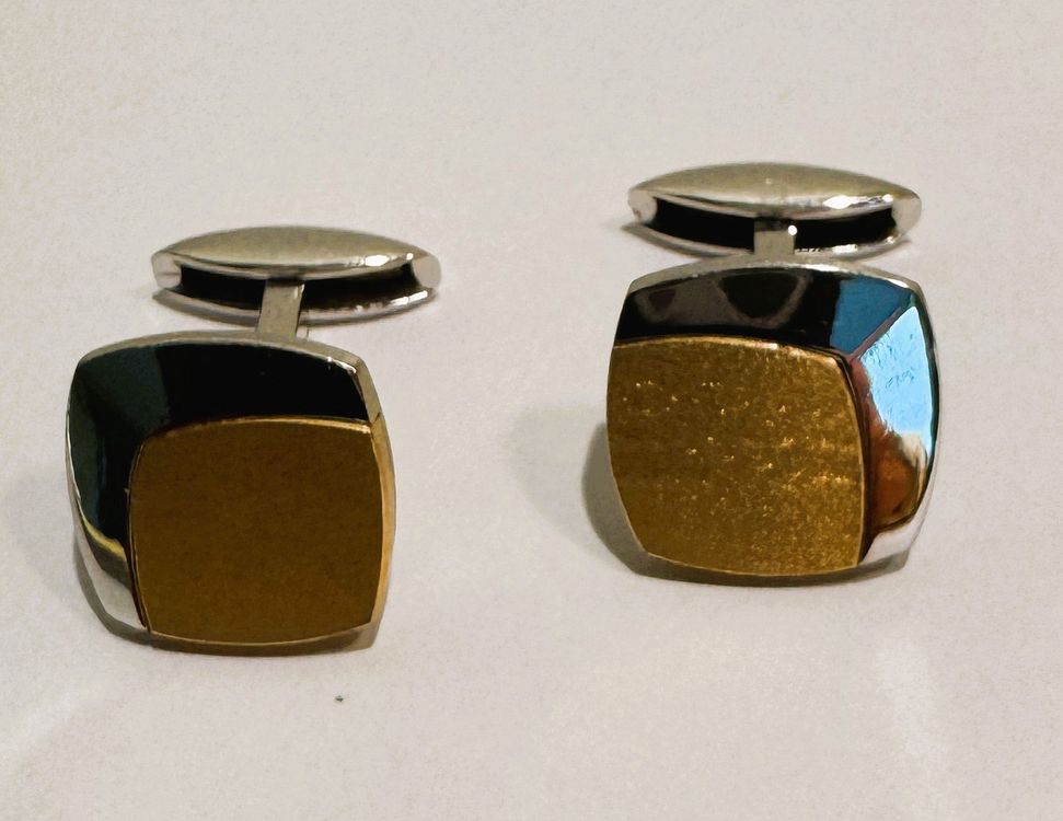 Elegante Manschettenknöpfe 18Karat Weiss- und Gelbgold 1