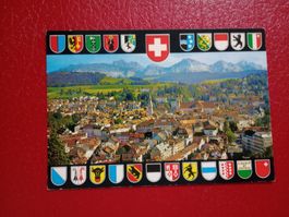 AK St.Gallen Blick auf Altstadt Säntis Wappen Kantone