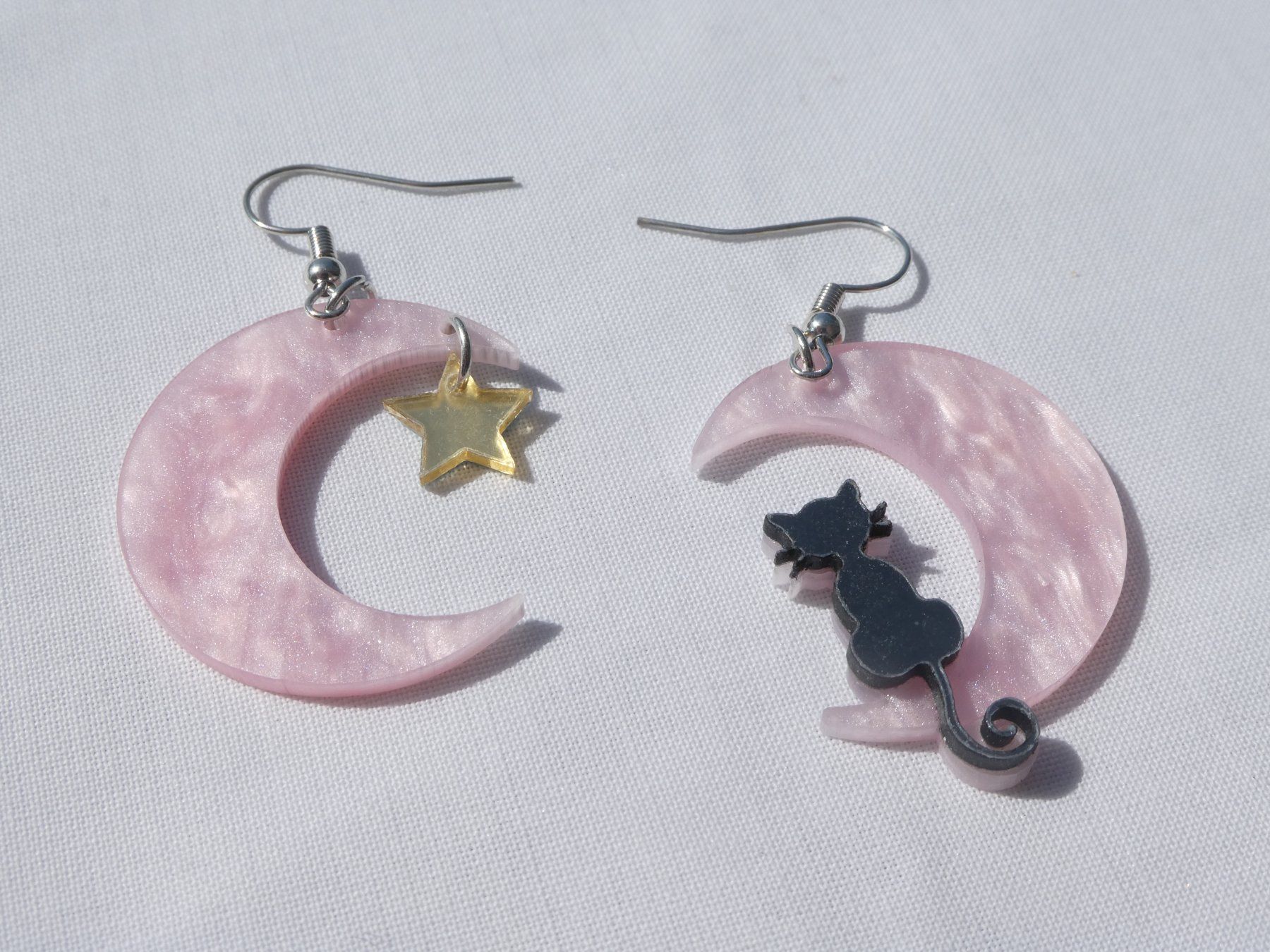 Orecchini pendenti & Orecchini a lobo: Ohrhänger: Kätzchen als Sternengucker, Modeschmuck / NEU – Nuovo (secondo la descrizione) da Gattikon venduto da kaandooh