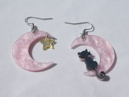 Ohrhänger: Kätzchen als Sternengucker, Modeschmuck / NEU