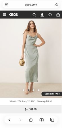 VILA SATIN COWL NECK MAXI DRESS IN MILIEU GREEN