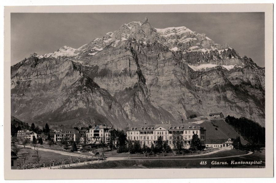 Cartoline postali: Glarus, Kantonsspital, gelaufen 1933 – Usato da Frauenfeld venduto da POML