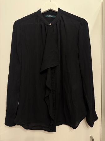 Schwarze Lauren Ralph Lauren Bluse mit Rüschen, Gr. M