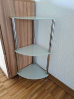 Eckregal mit 3 Glasböden, Metallfüsse, modern