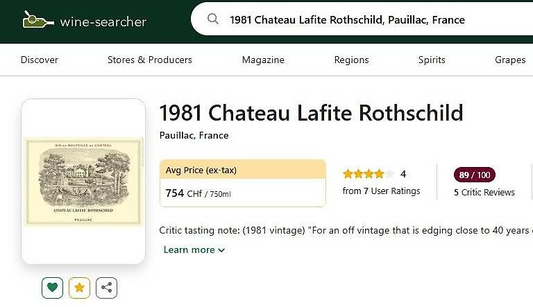 Vino: Chateau Lafite Rothschild 1981 – Usato da Porza venduto da Marti24 3
