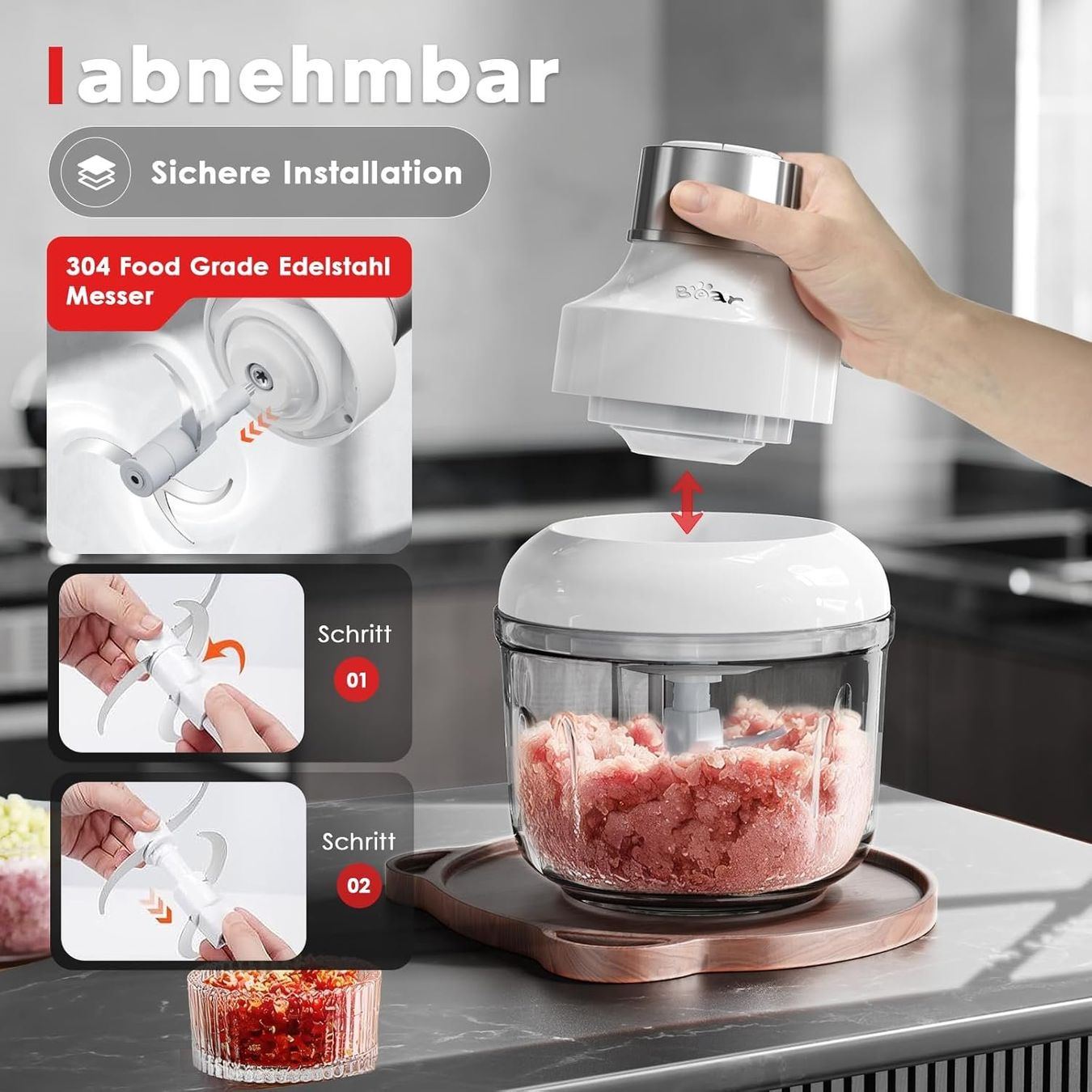 Elettrodomestici da cucina: Elektrischer Zerkleinerer mit Glasbehälter – Nuovo e nell'imballaggio originale da Herisau venduto da Senn24 1