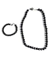 Modeschmuck/Schmuckset:elegante schwarze Halskette & Armband