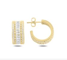 Ohrringe Alliance Zirkonia 925 Silber gold Creole pavé