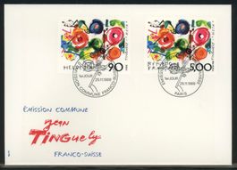 1988, FDC, Tinguely CH/F, beide Marken (Nr. 769) SBK 60.–