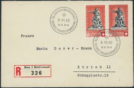 1940 - Pro Patria - R Brief • Combo - "die 2 Roten"