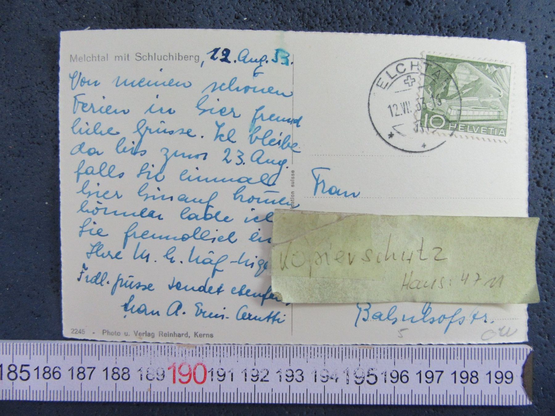 Ansichtskarten: MELCHTAL MIT SCHLUCHIBERG 1953 AK ONW – Gebraucht aus Ettingen von Hausi4711 2