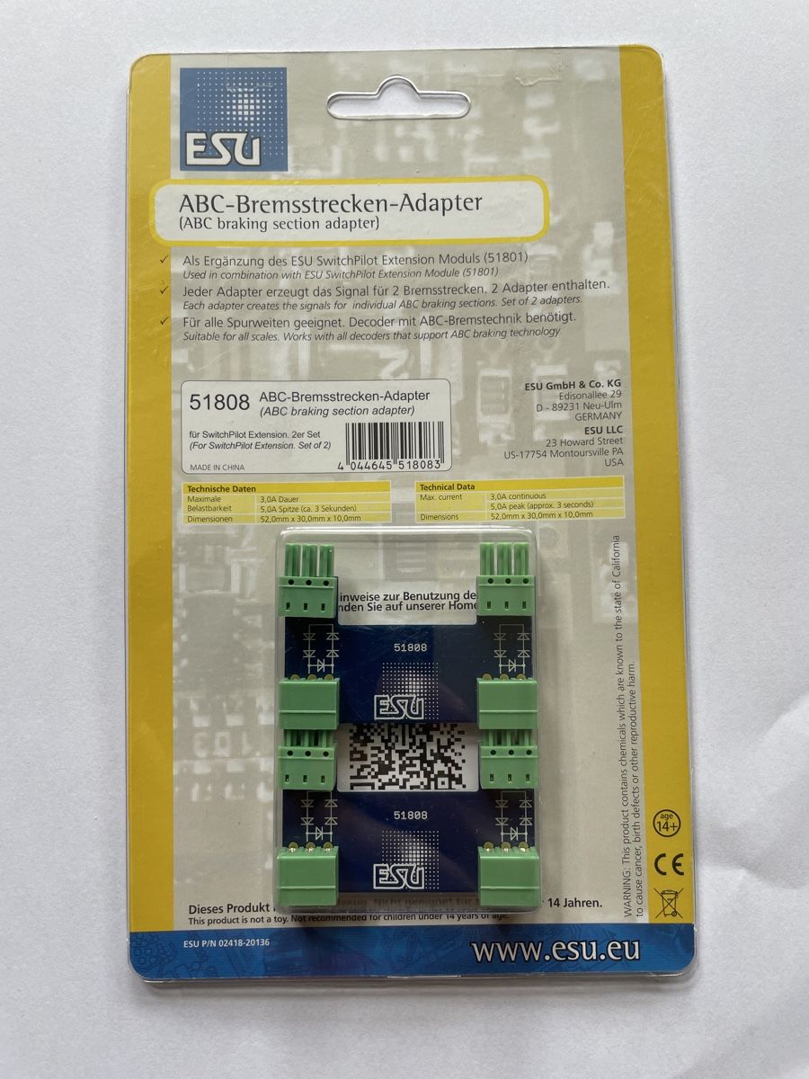 Esu Modellini di ferrovie: ESU ABC Bremsstreckenadapter – Nuovo e nell'imballaggio originale da Kleinandelfingen venduto da marco_85