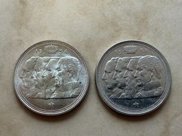 Belgien 100 Franc Silber 835/1000- 2 Stück a 18 Gramm