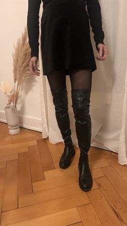 Overknee Stifel, Chunky Boots, schwarz, Gr 37