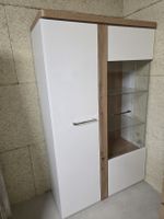 Vitrine weiss/Eiche-Optik, 2 Türen, Glasfach, gut erhalten