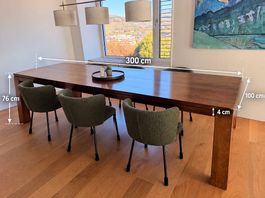  Massiver Nussbaum Esstisch 300 × 100 cm