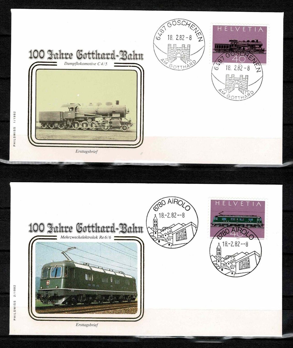 Tutti i francobolli: 1982 Gotthard-FDC separat – Nuovo (secondo la descrizione) da Nuglar venduto da Stamp88