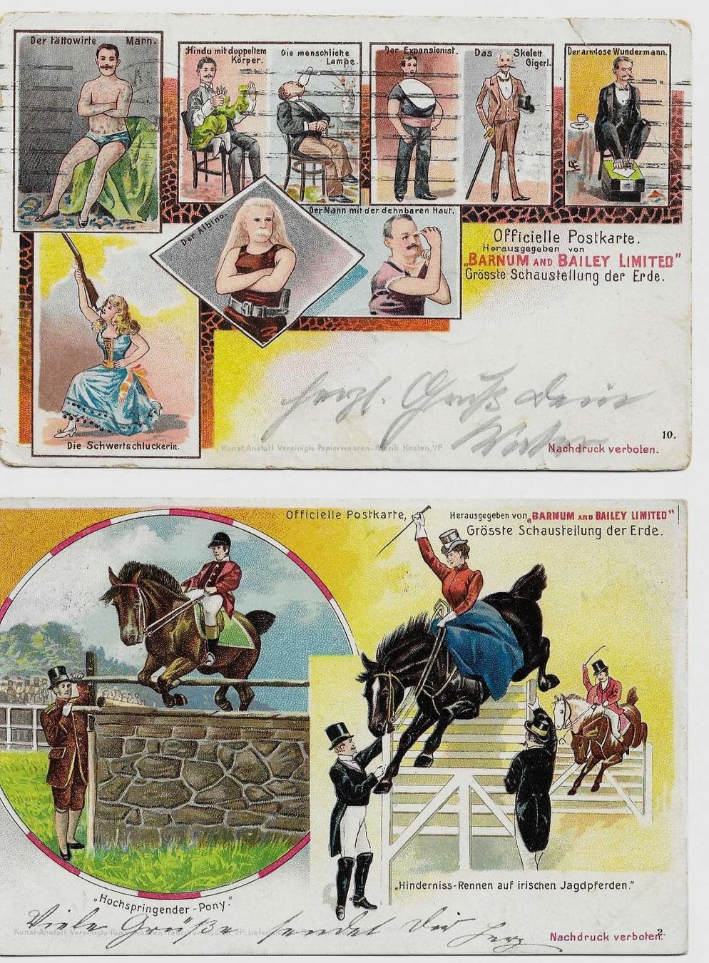 Ansichtskarten: 4 AK CIRCUS BARNUM AND BAILEY Ltd. ab 1901 – Gebraucht aus Schlossrued von Aronliam