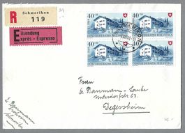 1949, B45 x 4, 0 SCHMERIKON, EING./EIL.-BRIEF