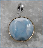 Larimar Anhänger 925 Silber / Rand Vergoldet 5µ