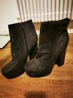 Winter Stiefeletten Wildleder grau, Blockabsatz Gr. 39