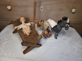 Krippenfigurenset, Jesuskind und Esel