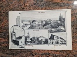 Alte Ansichtskarte von Cossonay mit Dorfansichten, Top!